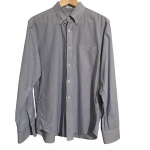 Men’s J.Crew blue and white button down long sleeve shirt